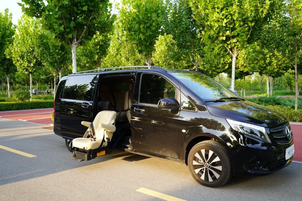 A black passenger van