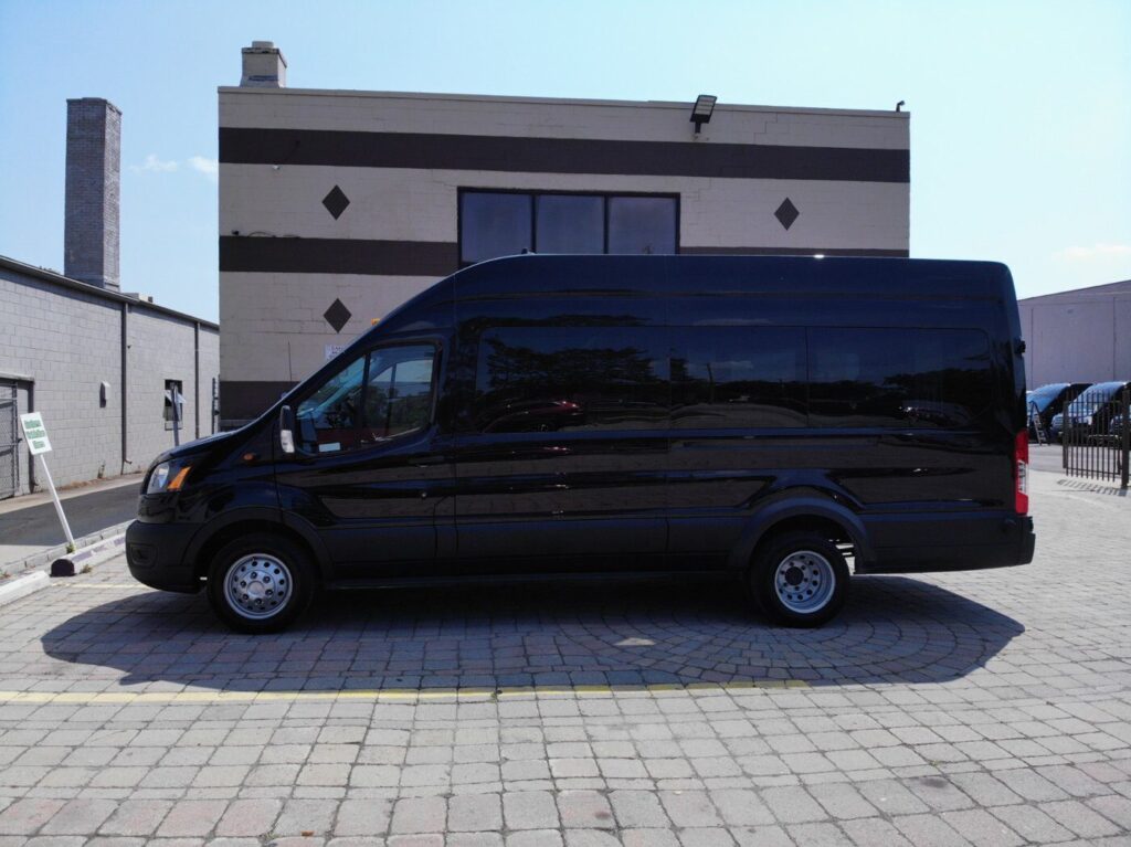 Black high-roof passenger van exterior
