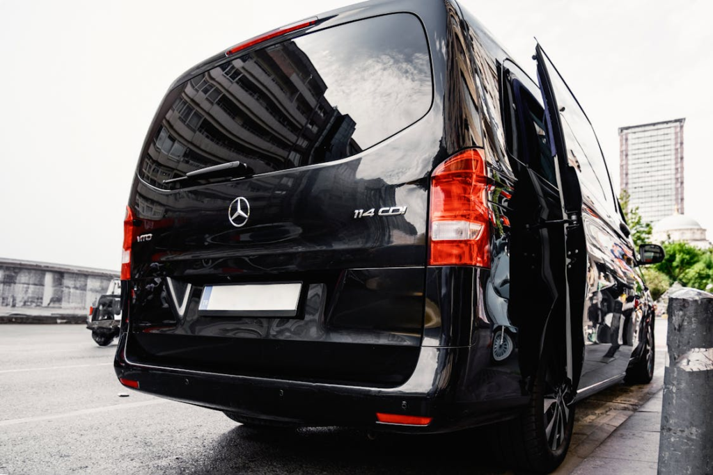 A black passenger van