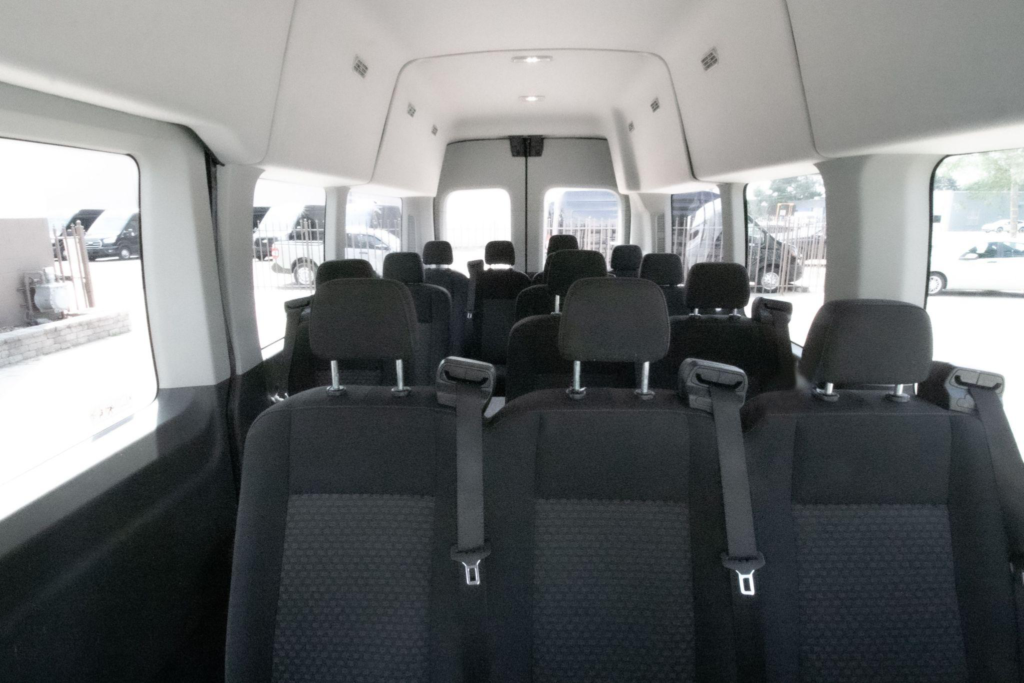 The interior of a van
